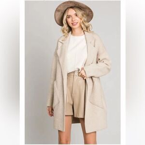 Allie Rose NWT Camel Collared Coatigan Sweater Cardigan Jacket Size Medium
